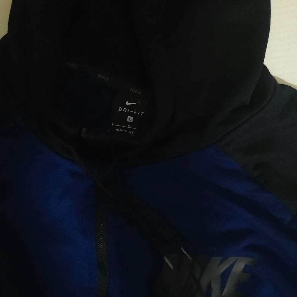 Nike Dri-FIT Mens Full Zip Hoodie Blue Black Colorblock Jacket L 931792 478